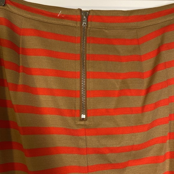 Fossil orange and khaki striped pencil skirt with exposed back zipper - Picture 7 of 9